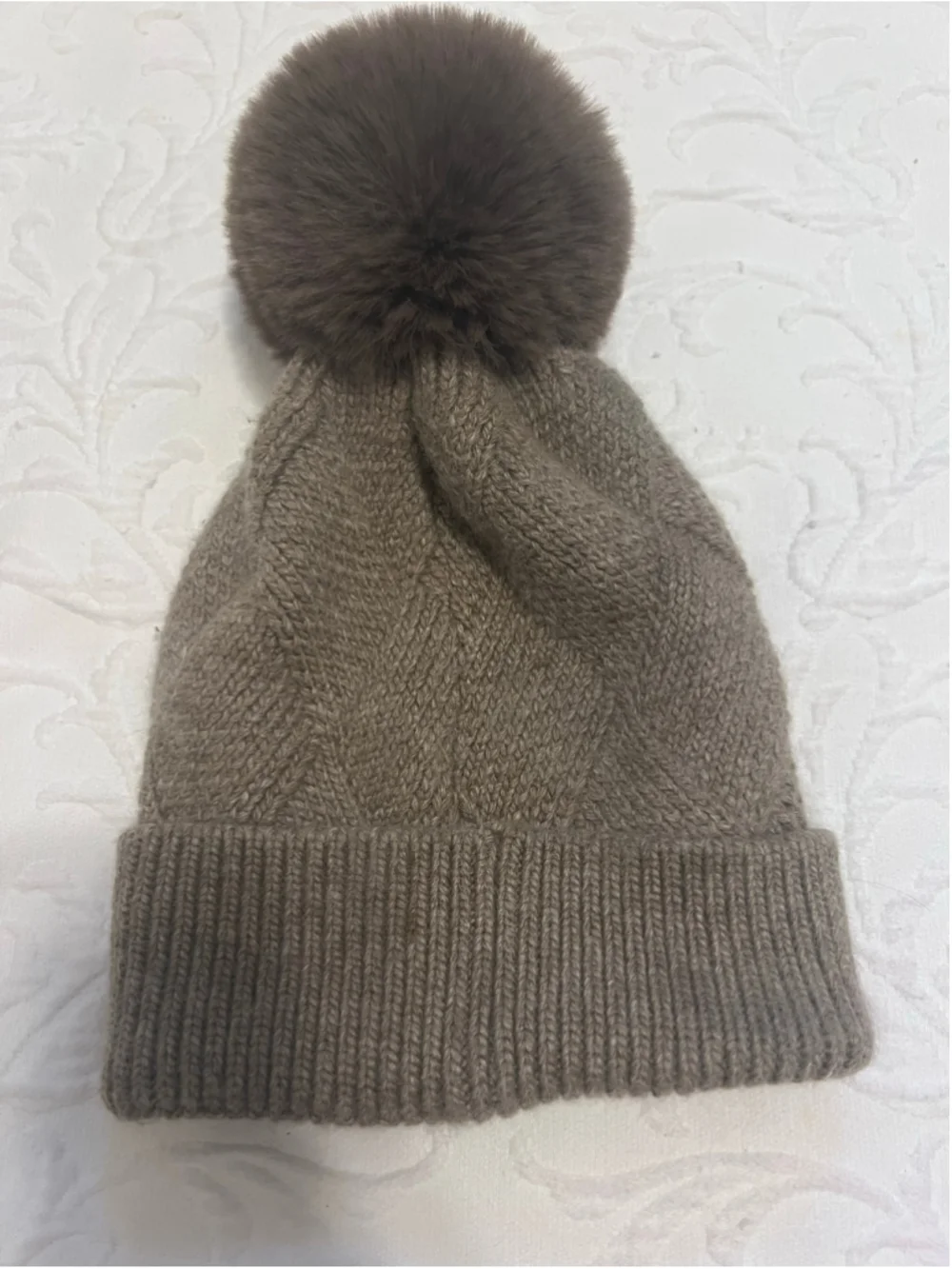 Women's Norla Brown Knit Pom Pom Beanie Hat One Size